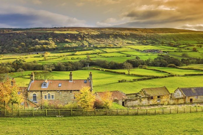 Traditional farmhouse in the North York Moors, Yorkshire, UK.