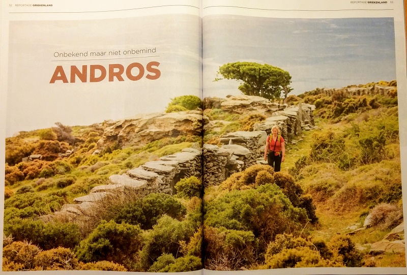 Αφιέρωμα στην Άνδρο στο μεγαλύτερο περιοδικό για πεζοπορία στην Ολλανδία 