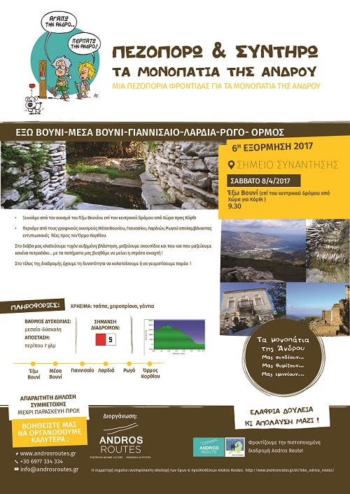 Πεζοπορώ και συντηρώ τα μονοπάτια της Άνδρου