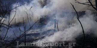 Καίγεται ποιμνιοστάσιο στα Καμένα Βούρλα (φωτός)