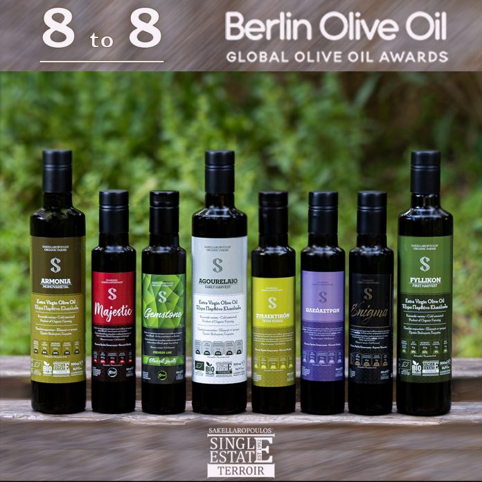 Bιολογικοί ελαιώνες Σακελλαρόπουλου: 8 στα 8 βραβεία στον διαγωνισμό Berlin Global Olive Oil Awards 2020