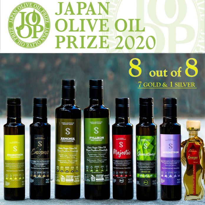 Eλαιώνες Σακελλαρόπουλου: Διεθνής διάκριση με 7 χρυσά και 1 ασημένιο στον JAPAN Olive Oil Prize Competition 2020