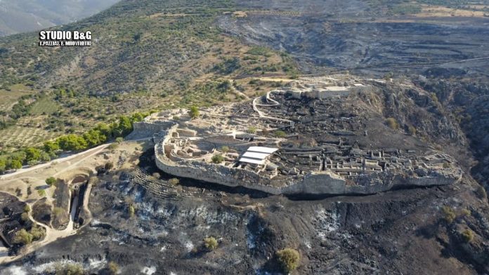 Οι πρώτες εικόνες της επόμενης μέρας από την φωτιά στις Μυκήνες